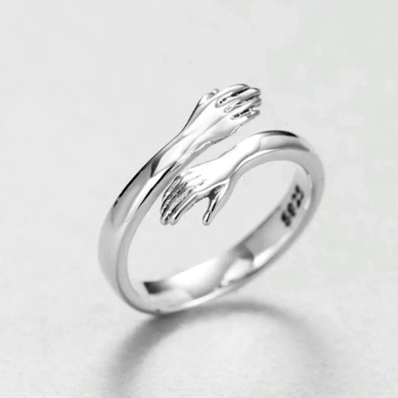 Free People Jewelry - Minimalist Cute/Dainty Silver Love Hug Adjustable Ring
